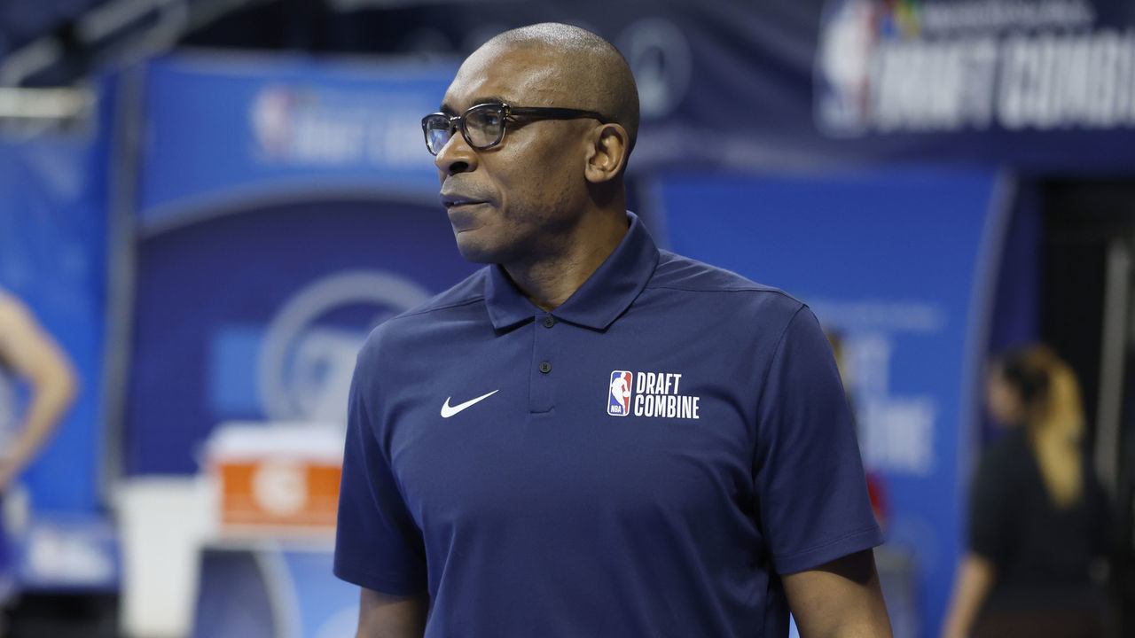 CHICAGO, IL - MAY 19: Head Coach of the Raptors 905, Patrick Mutombo looks on during the 2022 NBA Draft Combine on May 19, 2022 at the Wintrust Arena in Chicago, Illinois. Mandatory Copyright Notice: Copyright 2022 NBAE