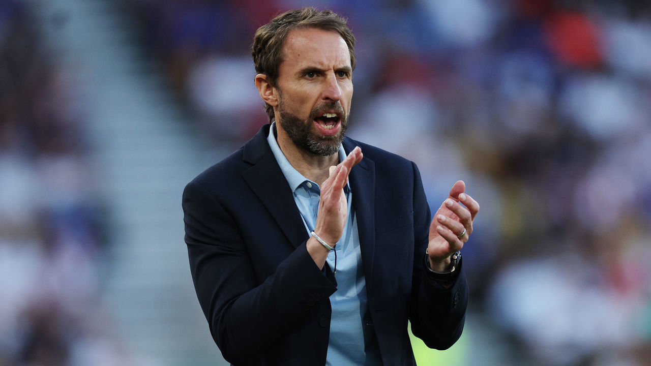 WOLVERHAMPTON, ENGLAND - JUNE 14: Gareth Southgate, Manager of England applauds during the UEFA Nations League - League A Group 3 match between England and Hungary at Molineux on June 14, 2022 in Wolverhampton, England.