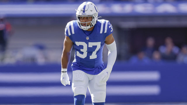 INDIANAPOLIS, IN - OCTOBER 17: Khari Willis #37 of the Indianapolis Colts is seen during the game against the Houston Texans at Lucas Oil Stadium on October 17, 2021 in Indianapolis, Indiana.