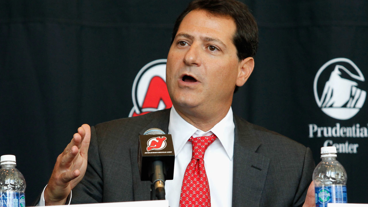 NEWARK, NJ - AUGUST 15: New Jersy Devils owner David Blitzer addresses the media during the press conference announcing the new ownership of the New Jersey Devils on August 15, 2013 in Newark, New Jersey.