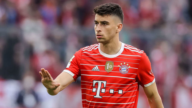 MUNICH, GERMANY - MAY 08: Marc Roca of Bayern Muenchen gestures during the Bundesliga match between FC Bayern München and VfB Stuttgart at Allianz Arena on May 8, 2022 in Munich, Germany.