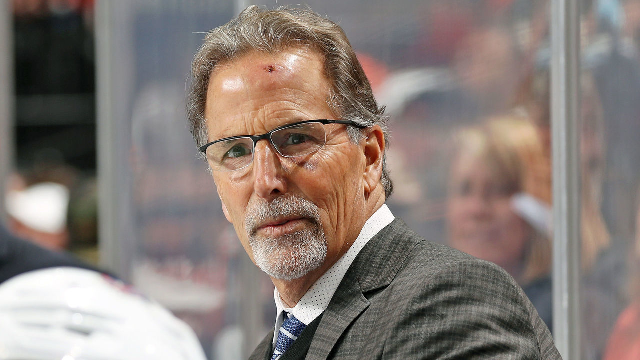 PHILADELPHIA, PA - OCTOBER 26: Head Coach of the Columbus Blue Jackets John Tortorella looks down the bench against the Philadelphia Flyers on October 26, 2019 at the Wells Fargo Center in Philadelphia, Pennsylvania.