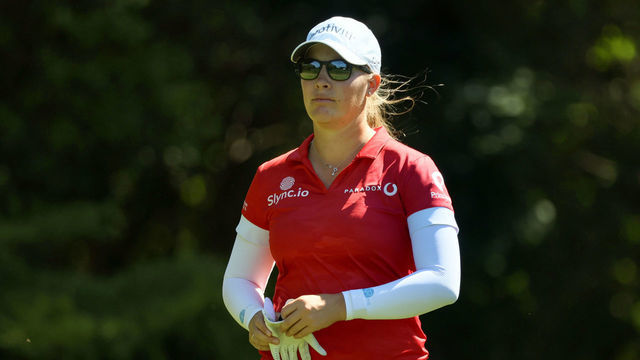 Jennifer Kupcho of Westminster, Colorado walks to the 4th green during the second round of the Meijer LPGA Classic golf tournament at Blythefield Country Club in Belmont, MI, USA on Friday, June 17, 2022.