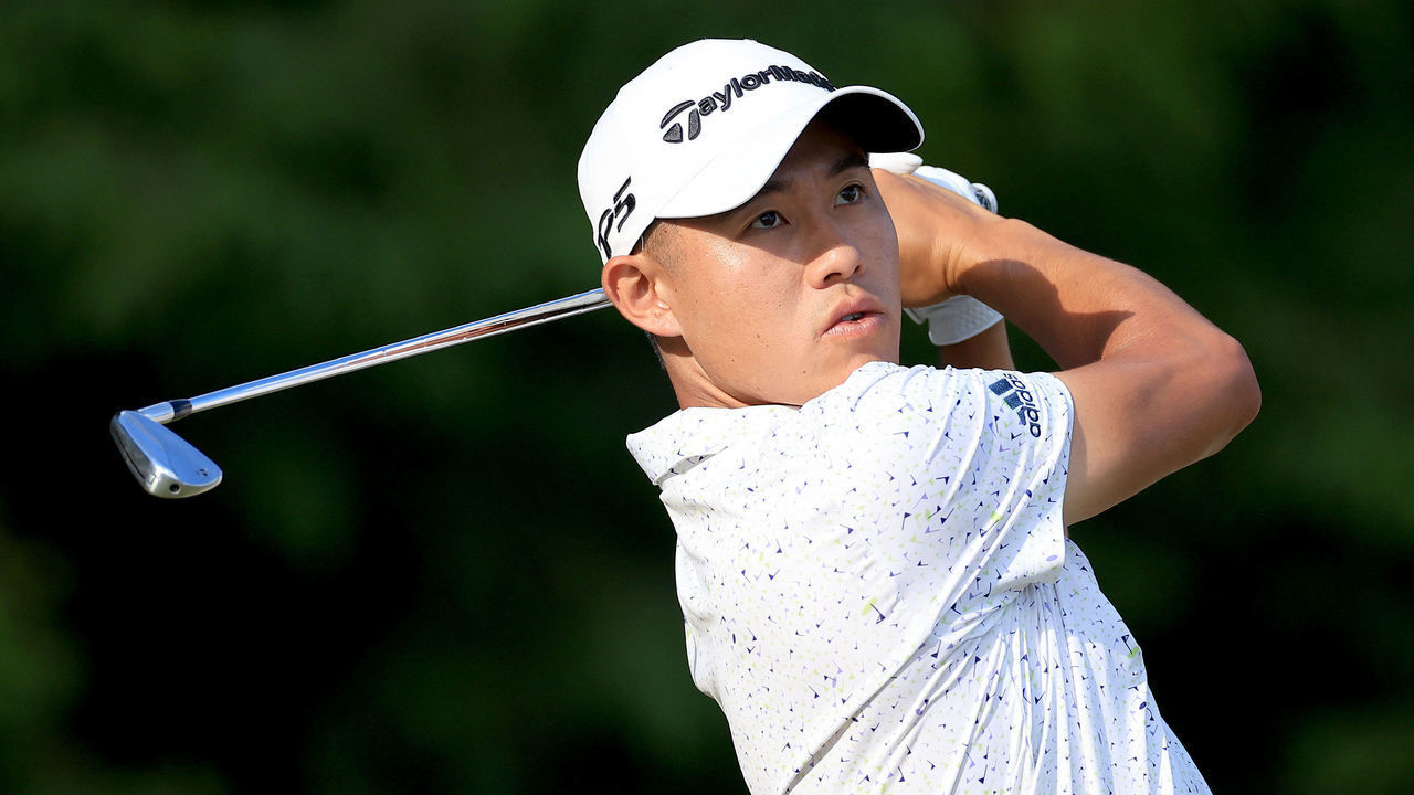BROOKLINE, MASSACHUSETTS - JUNE 17: Collin Morikawa of The United States plays his tee shot on the ninth hole during the second round of the 2022 U.S.Open Championship at The Country Club on June 17, 2022 in Brookline, Massachusetts.