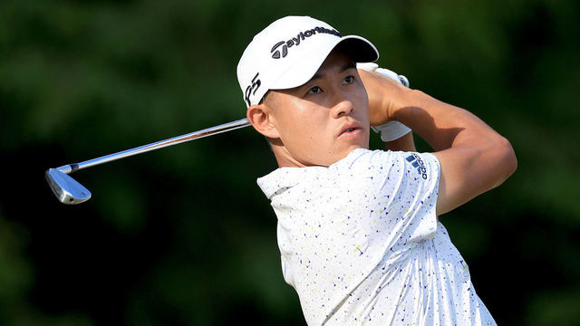 BROOKLINE, MASSACHUSETTS - JUNE 17: Collin Morikawa of The United States plays his tee shot on the ninth hole during the second round of the 2022 U.S.Open Championship at The Country Club on June 17, 2022 in Brookline, Massachusetts.