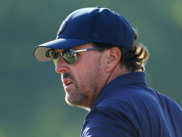 BROOKLINE, MASSACHUSETTS - JUNE 17: Phil Mickelson of the United States looks on from the driving range during the second round of the 122nd U.S. Open Championship at The Country Club on June 17, 2022 in Brookline, Massachusetts.