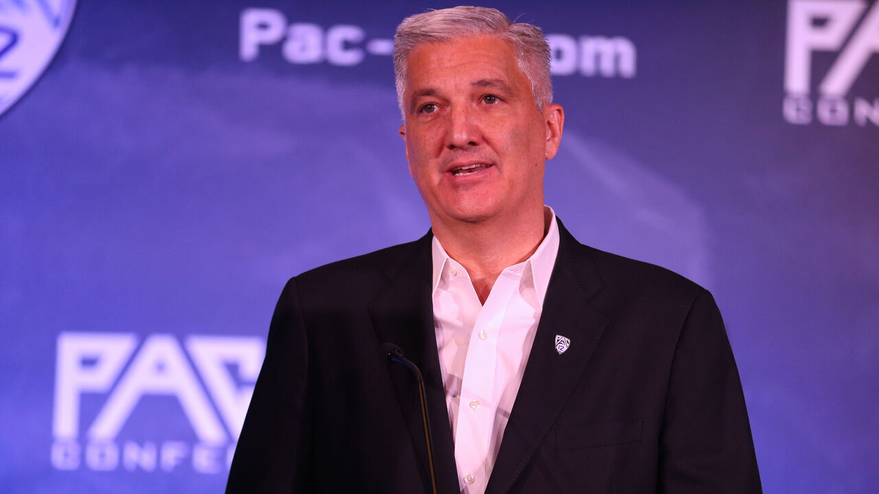 HOLLYWOOD, CA - JULY 27: PAC-12 Commissioner George Kliavkoff during the Pac-12 Football Media Day on July 27, 2021, at the W Hotel in Hollywood, CA.