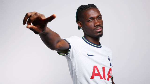 ENFIELD, ENGLAND - JUNE 17: New Tottenham Hotspur signing Yves Bissouma poses as he signs for the club on June 17, 2022 in Enfield, England.
