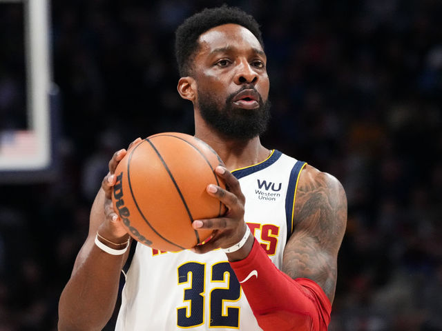 DENVER, CO - APRIL 07: Jeff Green #32 of the Denver Nuggets looks to pass the ball against the Memphis Grizzlies at Ball Arena on April 7, 2022 in Denver, Colorado.