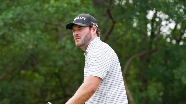 ARLINGTON, TX - APRIL 16: Grayson Murray looks on from the third hole tee during the final round of the Veritex Bank Championship at Texas Rangers Golf Club on April 16, 2022 in Arlington, Texas.