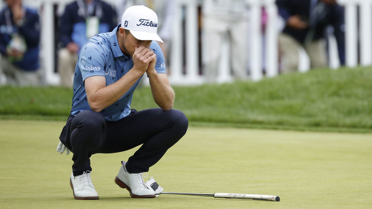 BROOKLINE, MASSACHUSETTS - JUNE 19: Will Zalatoris of the United States reacts to his missed putt for birdie on the 18th green during the final round of the 122nd U.S. Open Championship at The Country Club on June 19, 2022 in Brookline, Massachusetts.