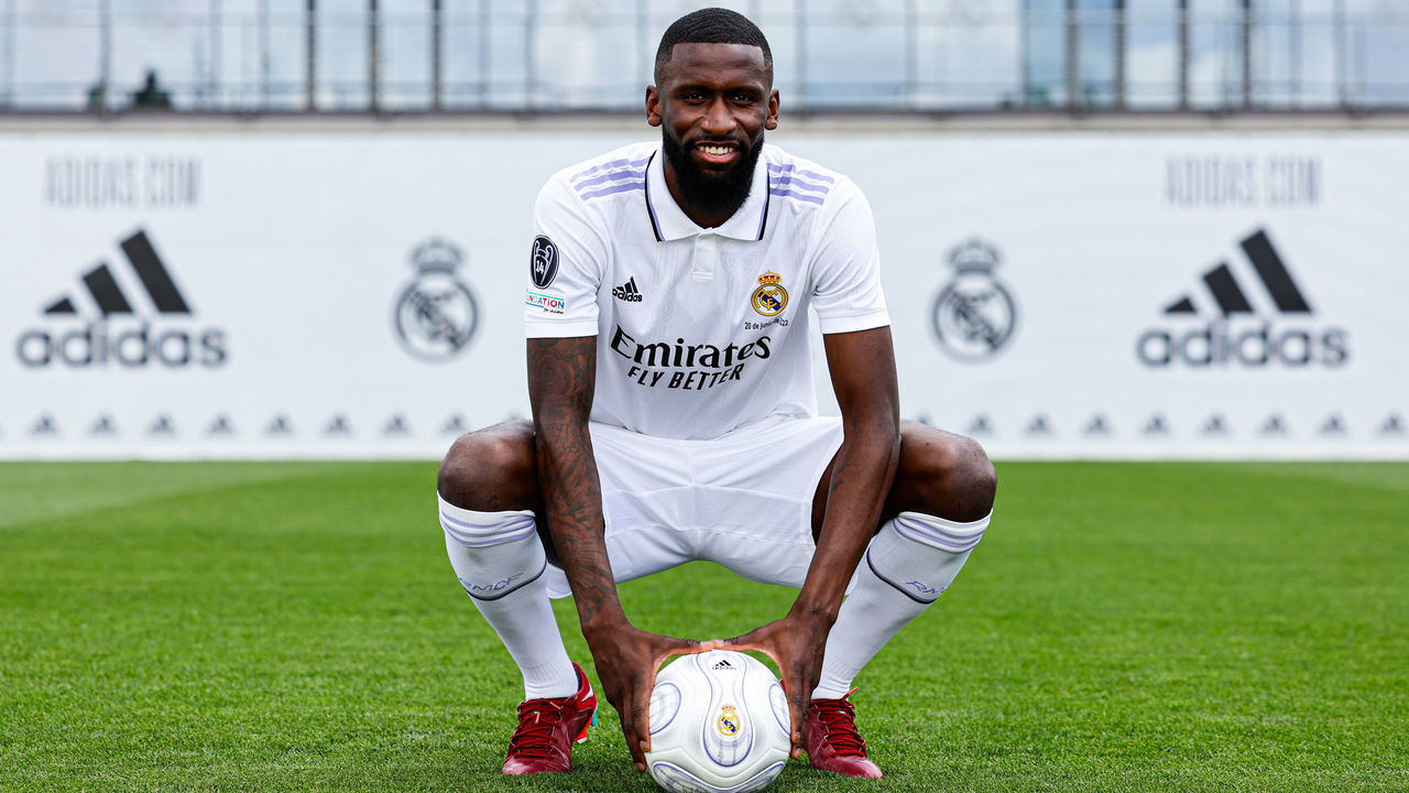 MADRID, SPAIN - JUNE 20: Antonio Rüdiger of Real Madrid during his official presentation at Valdebebas training ground on June 20, 2022 in Madrid, Spain.
