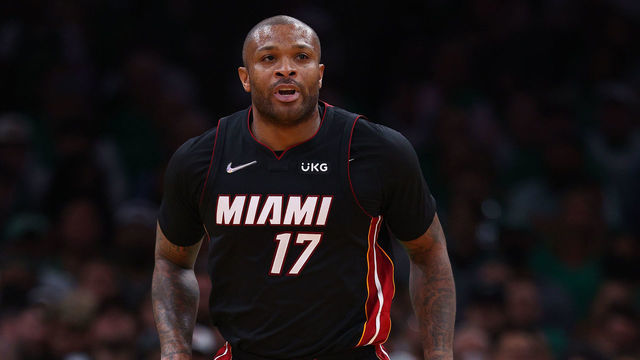 BOSTON, MASSACHUSETTS - MAY 21: P.J. Tucker #17 of the Miami Heat reacts in the first quarter against the Boston Celtics in Game Three of the 2022 NBA Playoffs Eastern Conference Finals at TD Garden on May 21, 2022 in Boston, Massachusetts. NOTE TO USER: User expressly acknowledges and agrees that, by downloading and/or using this photograph, User is consenting to the terms and conditions of the Getty Images License Agreement.