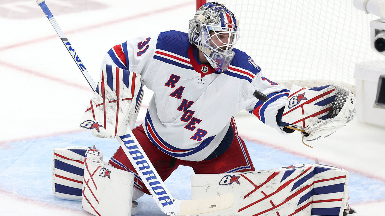 TAMPA, FLORIDA - JUNE 07: Igor Shesterkin #31 of the New York Rangers makes a save against the Tampa Bay Lightning during the first period in Game Four of the Eastern Conference Final of the 2022 Stanley Cup Playoffs at Amalie Arena on June 07, 2022 in Tampa, Florida.