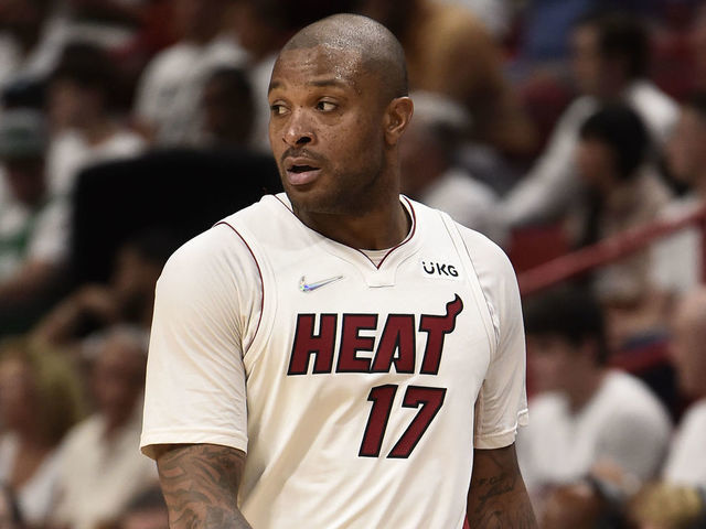 MIAMI, FL - MAY 25: P.J. Tucker #17 of the Miami Heat looks on during Game 5 of the 2022 NBA Playoffs Eastern Conference Finals on May 25, 2022 at FTX Arena in Miami, Florida. Mandatory Copyright Notice: Copyright 2022 NBAE
