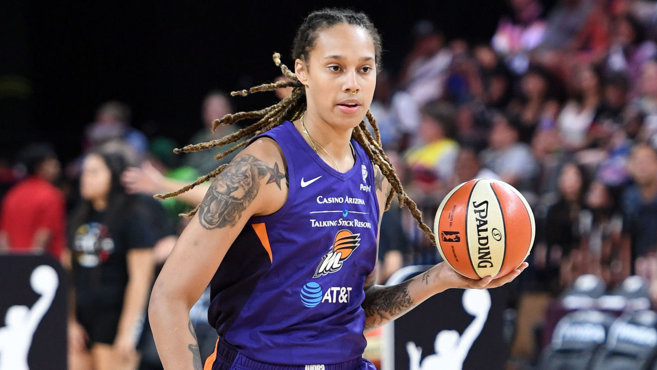 LAS VEGAS, NEVADA - JULY 26: Brittney Griner of the Phoenix Mercury warms up before competing during the Skills Challenge of the WNBA All-Star Friday Night at the Mandalay Bay Events Center on July 26, 2019 in Las Vegas, Nevada.