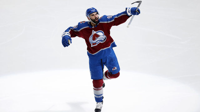 DENVER, COLORADO - JUNE 02: Nazem Kadri #91 of the Colorado Avalanche celebrates a goal scored by Artturi Lehkonen #62 on Mike Smith #41 of the Edmonton Oilers during the second period in Game Two of the Western Conference Final of the 2022 Stanley Cup Playoffs at Ball Arena on June 02, 2022 in Denver, Colorado.