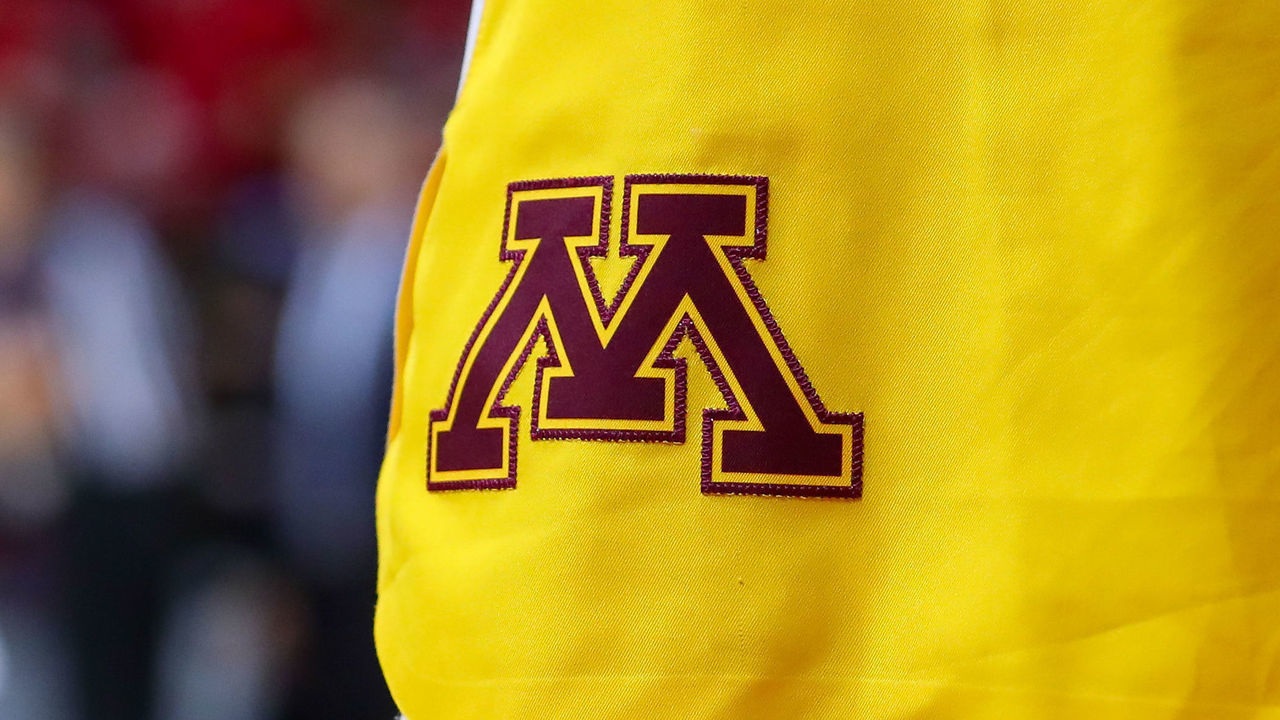 PISCATAWAY, NJ - JANUARY 19: Minnesota Golden Gophers shorts logo during the college basketball game between the Rutgers Scarlet Knights and the Minnesota Golden Gophers on January 19, 2020 at the Louis Brown Athletic Center in Piscataway, NJ.