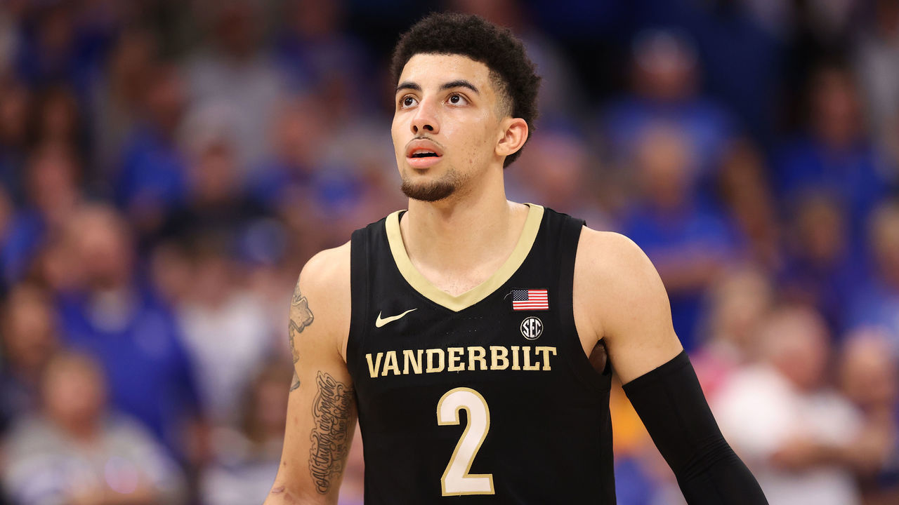 TAMPA, FLORIDA - MARCH 11: Scotty Pippen Jr. #2 of the Vanderbilt Commodores looks on during the second half against the Kentucky Wildcats in the Quarterfinal game of the SEC Men's Basketball Tournament at Amalie Arena on March 11, 2022 in Tampa, Florida. Kentucky defeated Vanderbilt 77-71.
