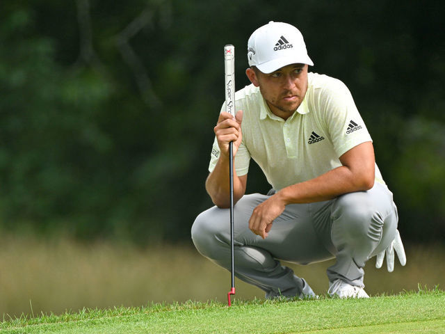 CROMWELL, CT - JUNE 24: Xander Schauffele reads the 14th green during the second round of the Travelers Championship at TPC River Highlands on June 24, 2022 in Cromwell, Connecticut.
