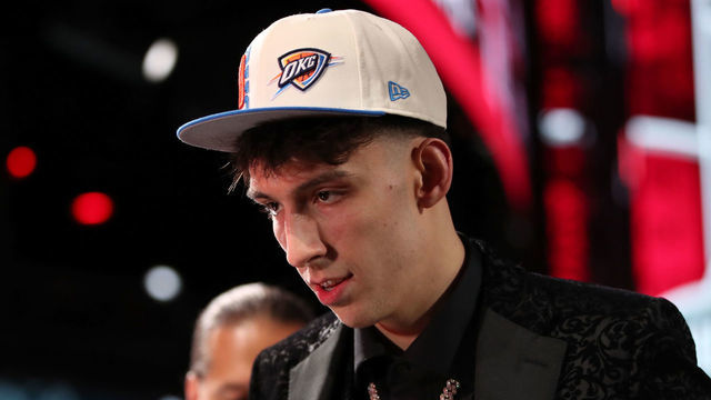 BROOKLYN, NY - JUNE 23: Chet Holmgren walks off the stage after being drafted by the Oklahoma City Thunder during the 2022 NBA Draft on June 23, 2022 at Barclays Center in Brooklyn, New York. Mandatory Copyright Notice: Copyright 2022 NBAE