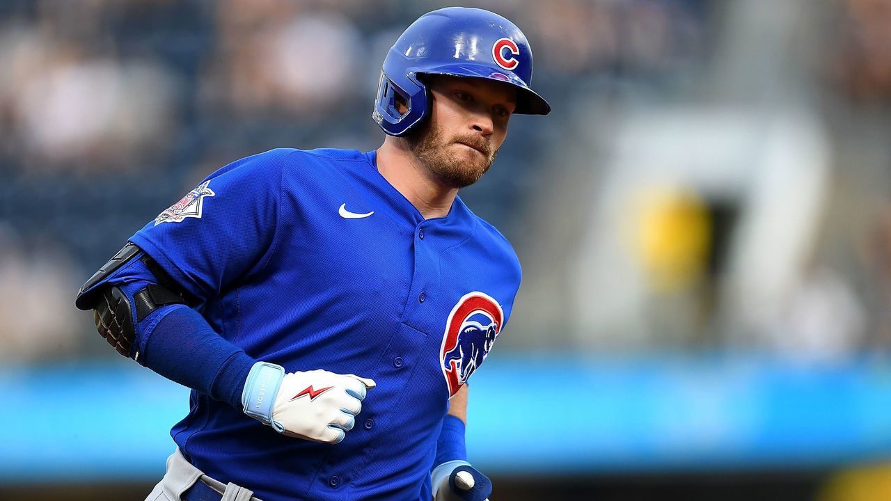 PITTSBURGH, PA - JUNE 22: Ian Happ #8 of the Chicago Cubs rounds the bases after his two run home run during the second inning against the Pittsburgh Pirates at PNC Park on June 22, 2022 in Pittsburgh, Pennsylvania.