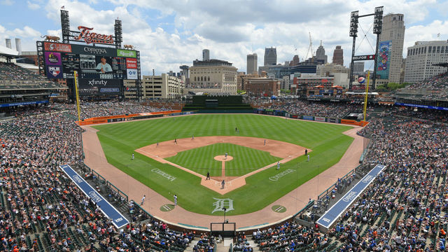 DETROIT, MI - JUNE 12: A general view of Comerica Park during the game between the Toronto Blue Jays and the Detroit Tigers at Comerica Park on June 12, 2022 in Detroit, Michigan. The Blue Jays defeated the Tigers 6-0.