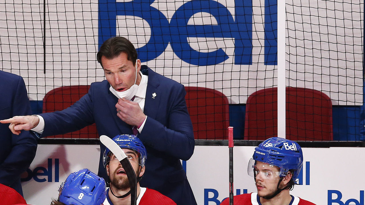 MONTREAL, QUEBEC - JUNE 20: Assistant coach Luke Richardson of the Montreal Canadiens speaks to his team against the Vegas Golden Knights during the second period in Game Four of the Stanley Cup Semifinals of the 2021 Stanley Cup Playoffs at Bell Centre on June 20, 2021 in Montreal, Quebec.