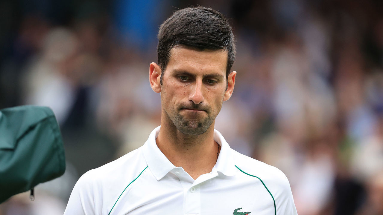 LONDON, ENGLAND - JUNE 27: Novak Djokovic (SRB) during Day One of The Championships Wimbledon 2022 at All England Lawn Tennis and Croquet Club on June 27, 2022 in London, England.