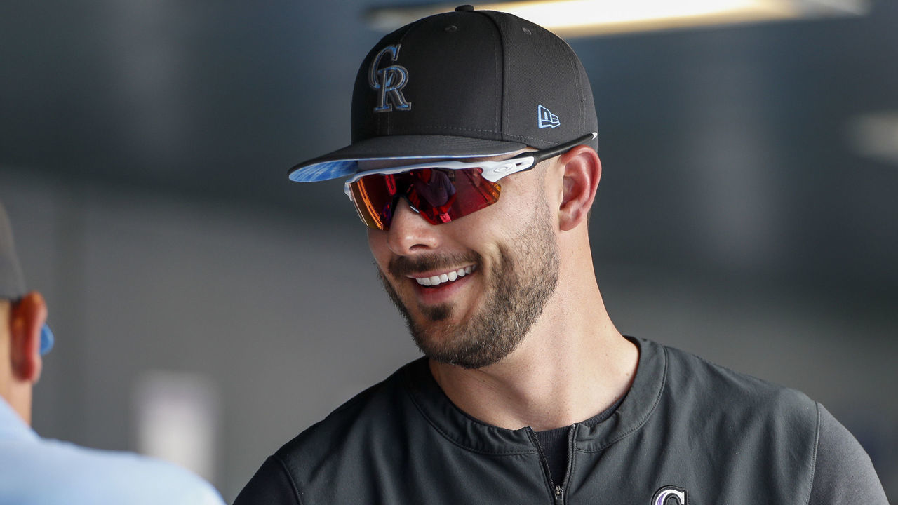 DENVER, CO - JUNE 19: Colorado Rockies third basemen Kris Bryant (23) smiles during a regular season game between the San Diego Padres and Colorado Rockies on June 19, 2022, at Coors Field in Denver, CO.