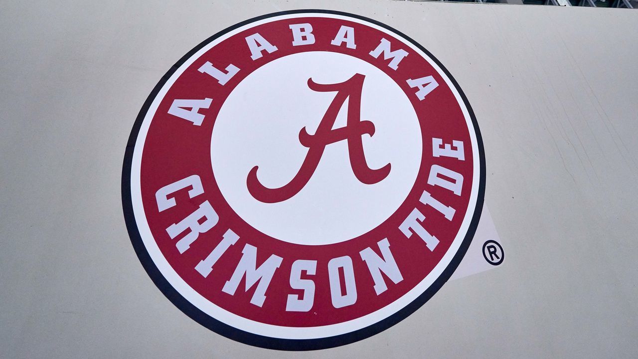ARLINGTON, TX - DECEMBER 31: A detail view of the Alabama Crimson Tide logo is seen on a wall during the CFP Semifinal Goodyear Cotton Bowl game between the Cincinnati Bearcats and the Alabama Crimson Tide on December 31, 2021 at AT&T Stadium in Arlington, TX.