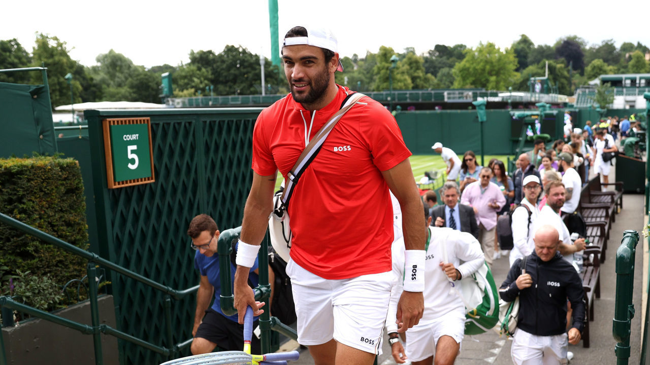 LONDON, ENGLAND - JUNE 24: Matteo Berrettini of Italy on his way to a practice session ahead of The Championships Wimbledon 2022 at All England Lawn Tennis and Croquet Club on June 24, 2022 in London, England.