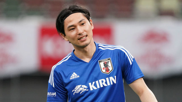 TOKYO, JAPAN - JUNE 05: Takumi Minamino is seen during a Japan training session ahead of the international friendly against Brazil at National Stadium on June 05, 2022 in Tokyo, Japan.