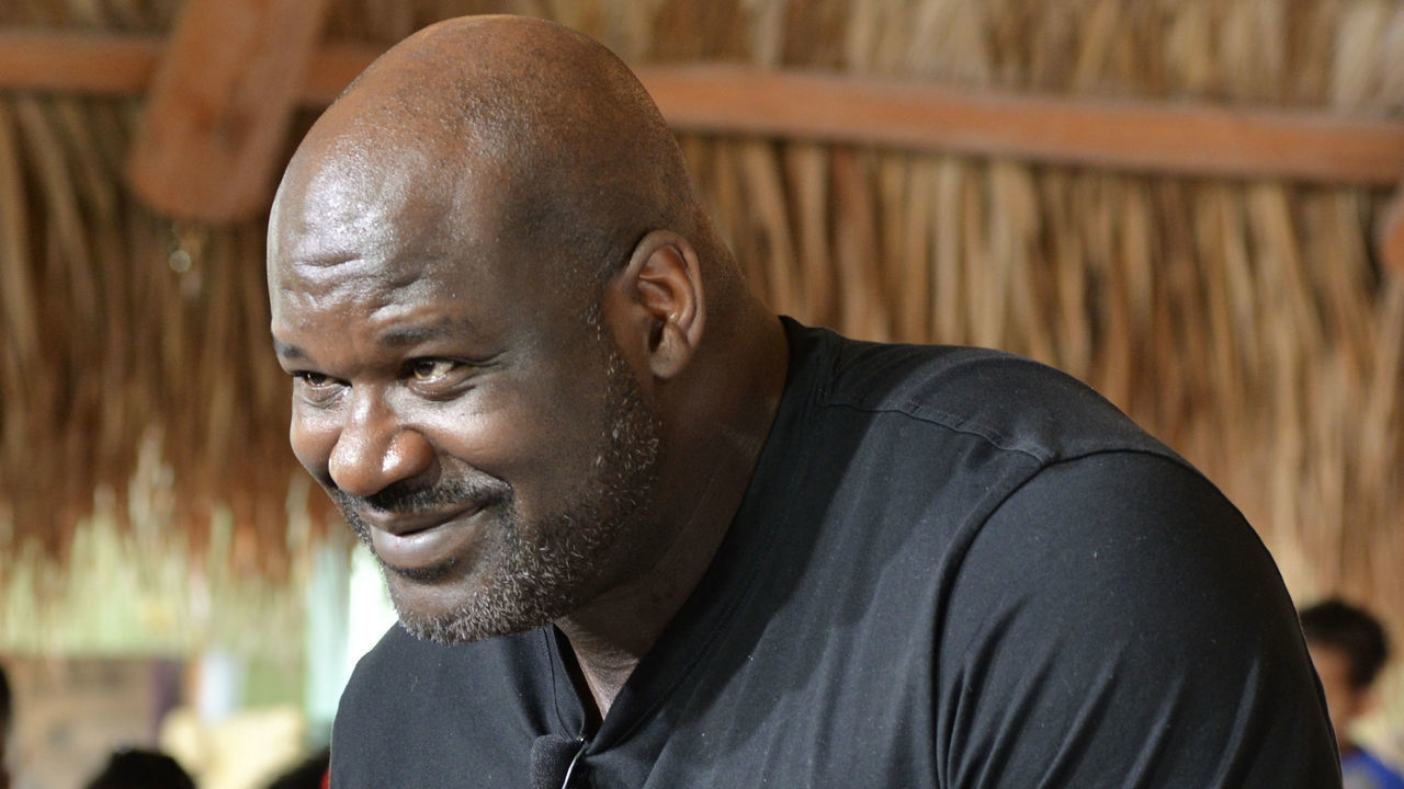 HOLLYWOOD, FL - MARCH 13: Shaquille O'Neal appears on the ShopHQ channel for his cooking show, featuring SHAQ air fryers and cookware at the Yellow Green Farmers Market on March 13th, 2022 in Hollywood, Florida.