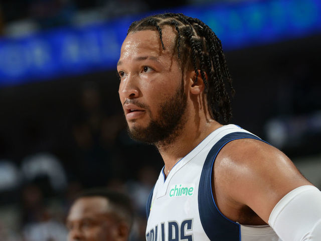 DALLAS, TX - MAY 24: Jalen Brunson #13 of the Dallas Mavericks looks on during Game 4 of the 2022 NBA Playoffs Western Conference Finals on May 24, 2022 at the American Airlines Center in Dallas, Texas. Mandatory Copyright Notice: Copyright 2022 NBAE
