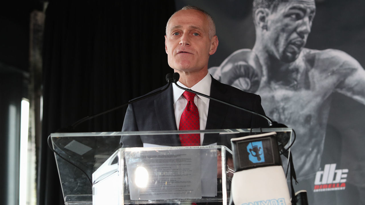 NEW YORK, NY - July 30: Brett Yormark, CEO of Brooklyn Sports and Entertainment, addresses the members of the media this afternoon to announce the Danny Garcia vs Shawn Porter fight at Dream Hotel on July 30, 2018 in New York City.