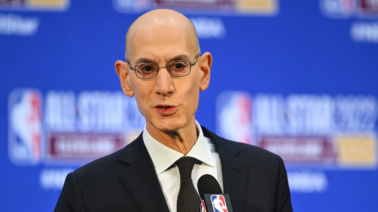CLEVELAND, OHIO - FEBRUARY 19: NBA Commissioner Adam Silver speaks to the media during a press conference as part of the 2022 All-Star Weekend at Rocket Mortgage Fieldhouse on February 19, 2022 in Cleveland, Ohio.