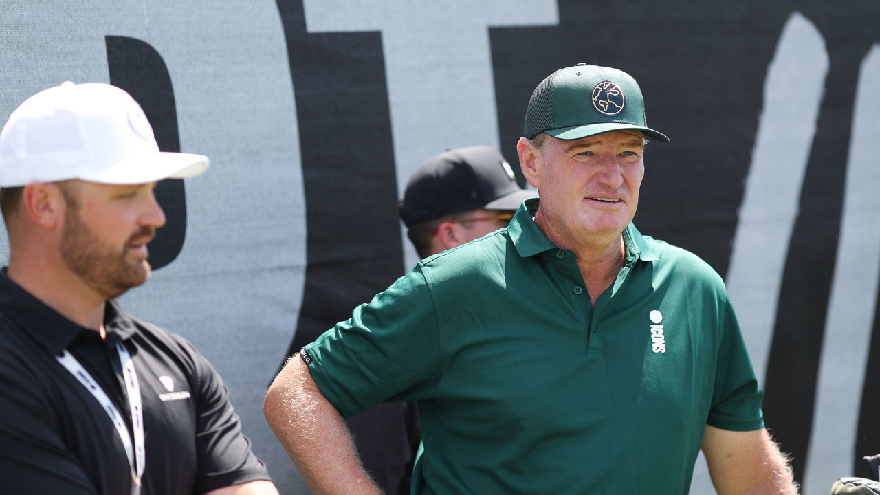JERSEY CITY, NEW JERSEY - JUNE 29: Ernie Els attends the Icons Series Inaugural Event & Press Conference at Liberty National Golf Club on June 29, 2022 in Jersey City, New Jersey.