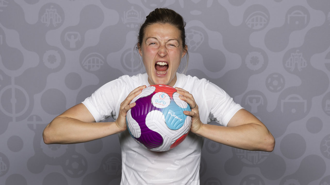 LONDON, ENGLAND - JUNE 21: Ellen White of England poses for a portrait during the official UEFA Women's Euro England 2022 portrait session at St. George's on June 21, 2022 in London, England.
