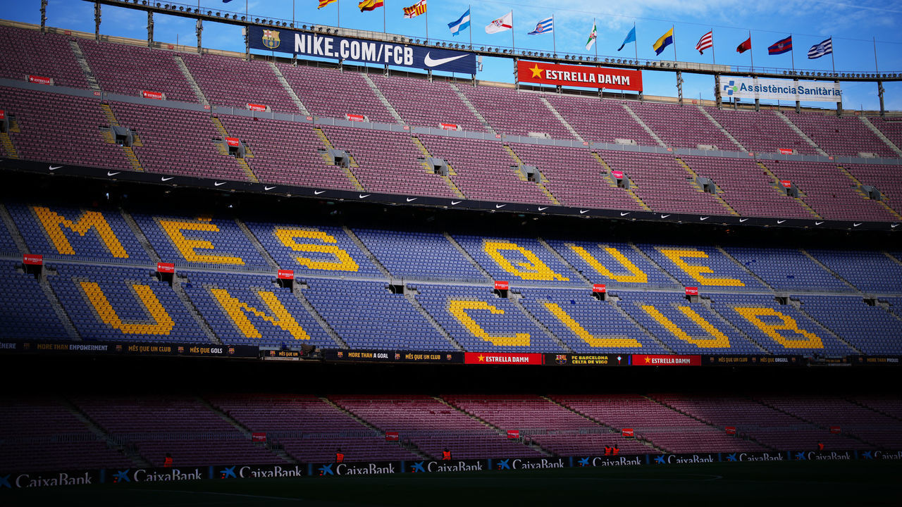 BARCELONA, SPAIN - MAY 10: General view inside the stadium prior to the La Liga Santander match between FC Barcelona and RC Celta de Vigo at Camp Nou on May 10, 2022 in Barcelona, Spain.