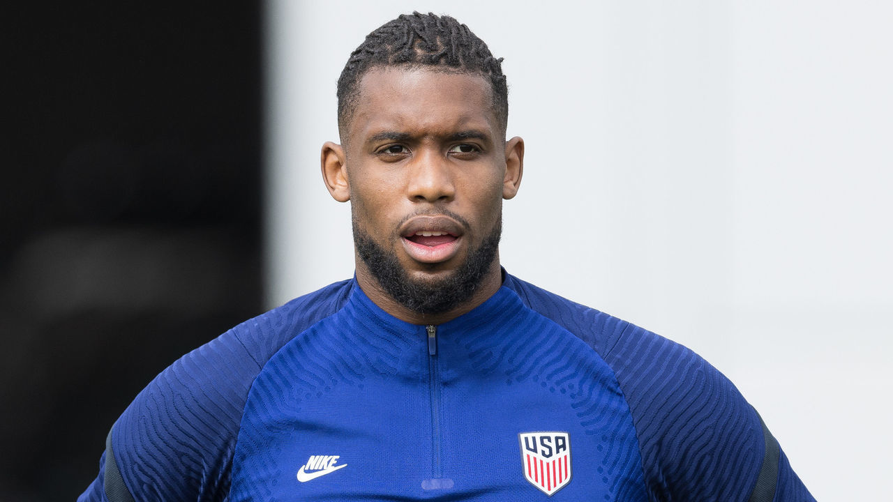 HOUSTON, TX - MARCH 22: Jordan Pefok of the United States during a training session at Houston Sports Park on March 22, 2022 in Houston, Texas.