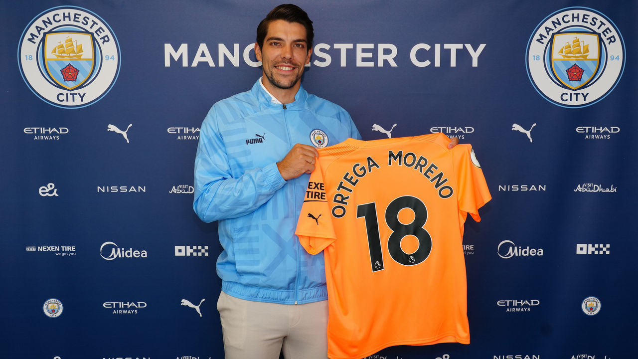 MANCHESTER, ENGLAND - JUNE 27: Stefan Ortega signs for Manchester City at Manchester City Football Academy on June 27, 2022 in Manchester, England.