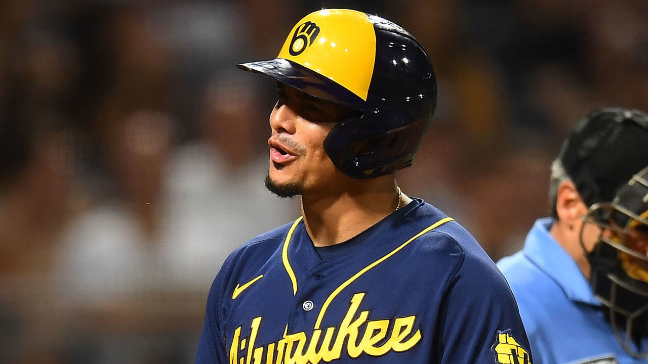 PITTSBURGH, PA - JULY 01: Willy Adames #27 of the Milwaukee Brewers celebrates his grand slam during the eighth inning against the Pittsburgh Pirates at PNC Park on July 1, 2022 in Pittsburgh, Pennsylvania.