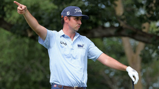 SILVIS, ILLINOIS - JULY 02: J.T. Poston of the United States reacts to his shot from the 15th tee during the third round of the John Deere Classic at TPC Deere Run on July 02, 2022 in Silvis, Illinois.