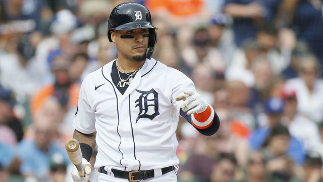 DETROIT, MI - JUNE 11: Javier Baez #28 of the Detroit Tigers during an at-bat against the Detroit Tigers at Comerica Park on June 11, 2022, in Detroit, Michigan.