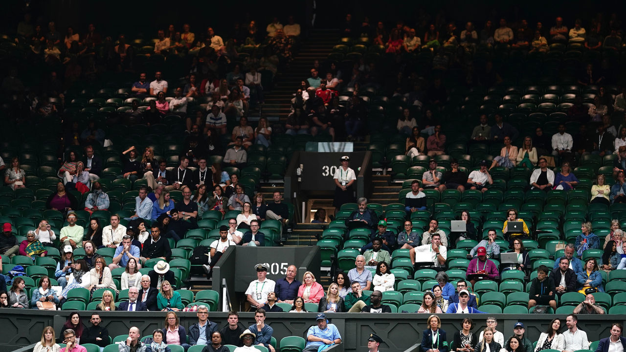 Empty seats on Centre Court during day four of the 2022 Wimbledon Championships at the All England Lawn Tennis and Croquet Club, Wimbledon. Picture date: Thursday June 30, 2022.