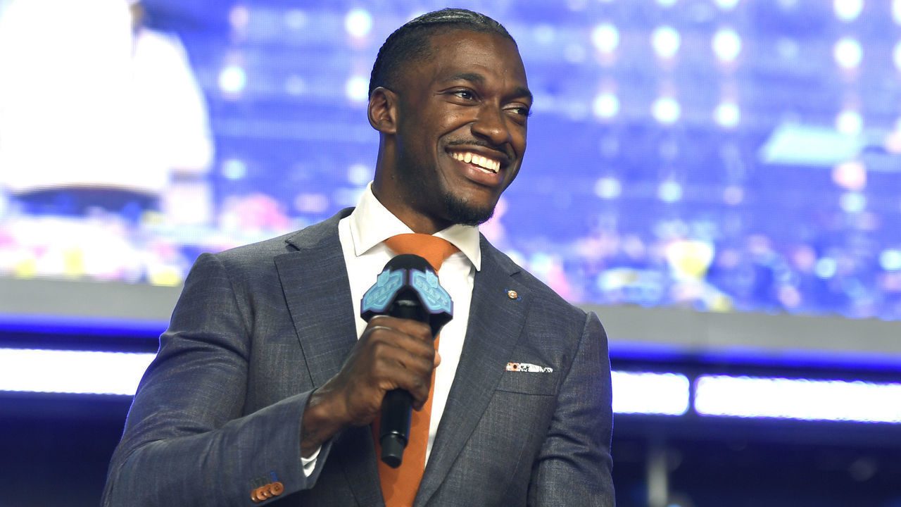 LAS VEGAS, NEVADA - APRIL 30: Robert Griffin III speaks onstage during round four of the 2022 NFL Draft on April 30, 2022 in Las Vegas, Nevada.