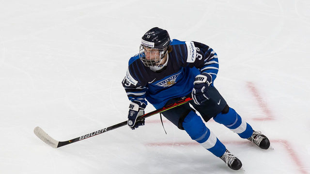 EDMONTON, AB - DECEMBER 25: Brad Lambert #33 of Finland skates against Germany during the 2021 IIHF World Junior Championship at Rogers Place on December 25, 2020 in Edmonton, Canada.