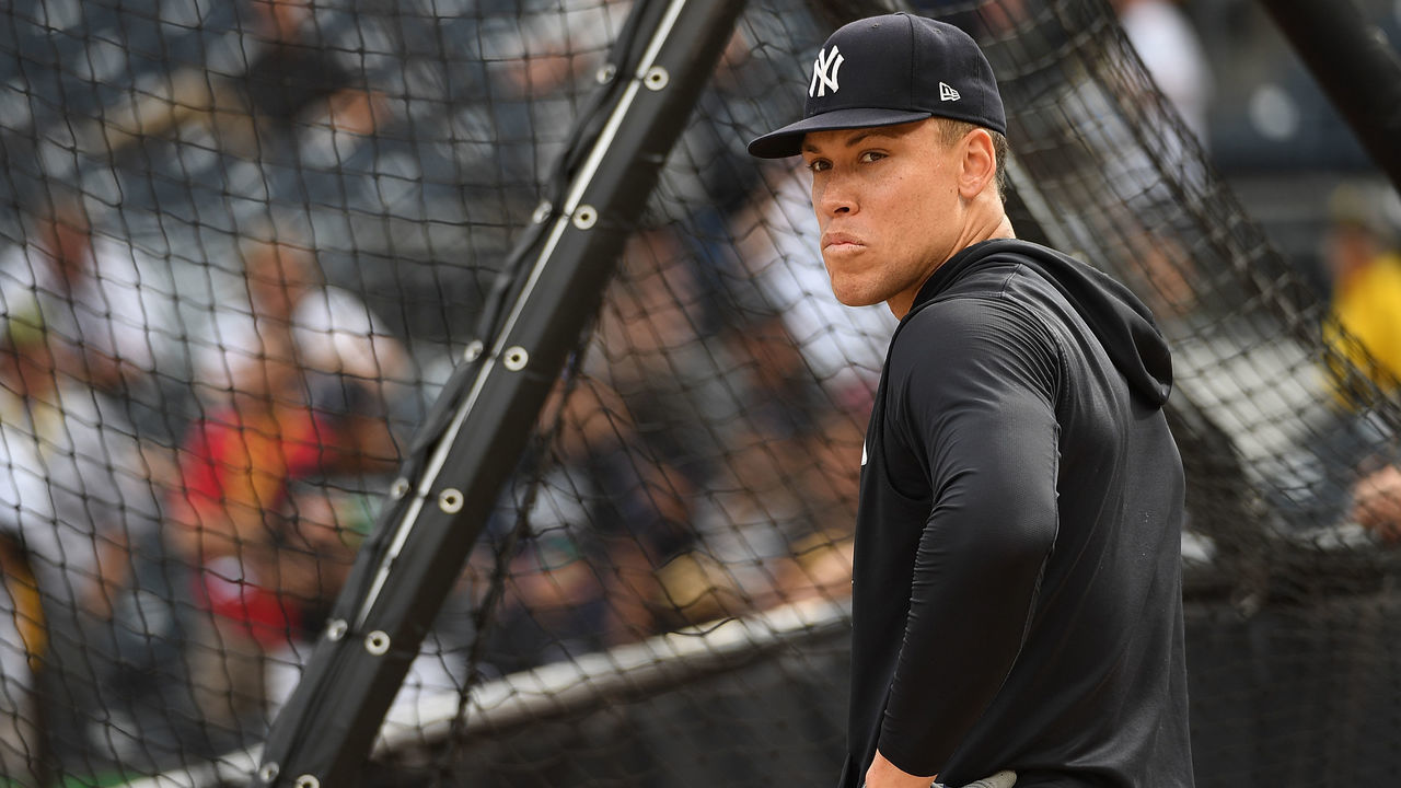 PITTSBURGH, PA - JULY 05: Aaron Judge #99 of the New York Yankees looks on during batting practice before the game against the Pittsburgh Pirates at PNC Park on July 5, 2022 in Pittsburgh, Pennsylvania.