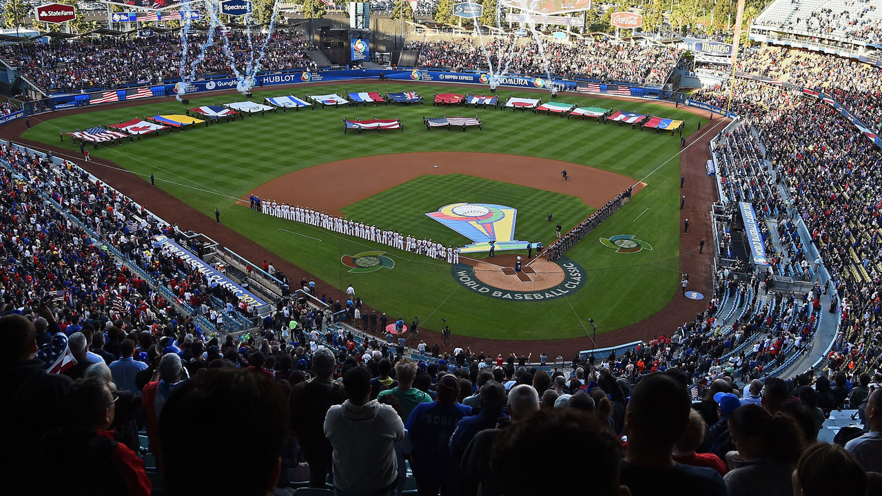 LOS ANGELES, CA - MARCH 22: General view of Dodger Stadium for the final game of the 2017 World Baseball Classic between Puerto Rico and the United States March 22, 2017 in Los Angeles, California.